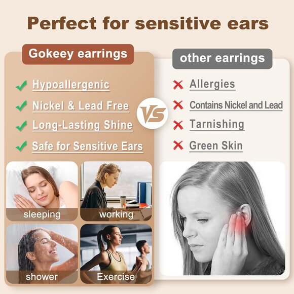 Trendy silver hoop earrings set with multiple sizes for women, hypoallergenic, l - Picture 5 of 7